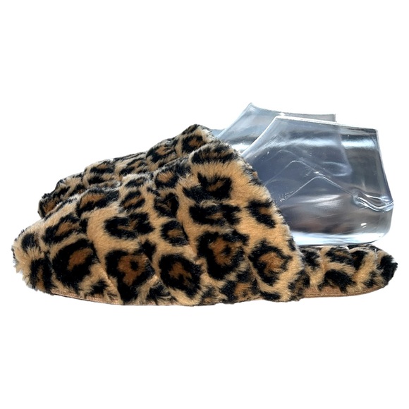 Madewell Recycled Faux Fur‎ Quilted Scuff Slippers Leopard Print Size 8 - Picture 4 of 9